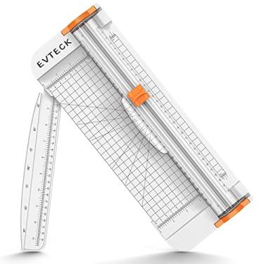 Imagem de EVTECK Cortador de papel ferramenta de scrapbook aparador de papel de titânio de 30 cm com design de lâmina escondida segura e régua lateral para papel artesanal, etiqueta, foto e cartolina (branco)