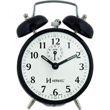 Imagem de Relógio Despertador Antigo Mecânico De Metal A Cordas Preto Herweg 220034 Único