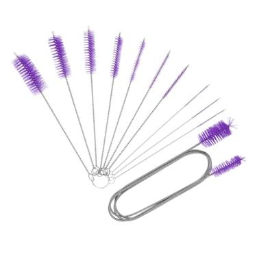 Imagem de Escova de drenagem flexível de 154 cm, 1 conjunto/11 escova de palha longa de nylon, escova de limpeza de tubo com mangueira elástica de extremidade dupla para pia de cozinha doméstica, roxa