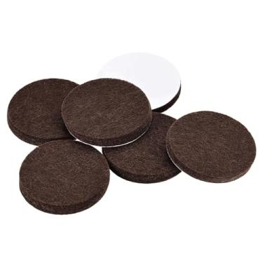 Imagem de Almofadas para móveis - Almofadas autoadesivas de feltro de 35 mm de diâmetro de 5 mm de espessura, protetores de chão de perna de cadeira, marrom, 6 peças