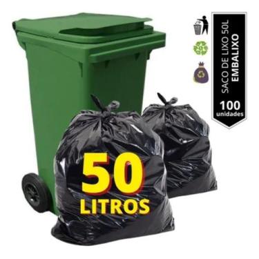 Imagem de Saco De Lixo Pacote 50 Unidades 50 Litros Preto - Higipack