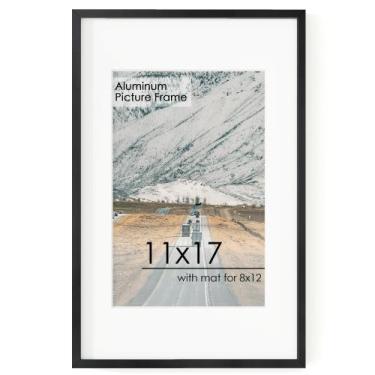 Imagem de Porta-retratos FLYJOE Alumínio 11x17 cm com tapete 8x12 cm preto