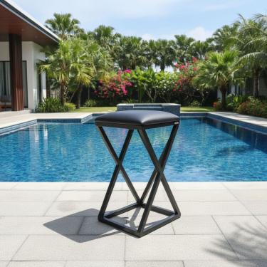 Imagem de Banco Banqueta Baixa Cozinha Americana Balcao Area Gourmet Preto