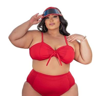 Imagem de Biquini Plus Size 2 em 1 Top Plus Calcinha Cintura Alta Nova Coleção -