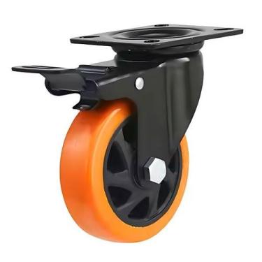 Imagem de Rodizio Industrial 4 Pol C/Freio PU - 140Kg - Master Roll
