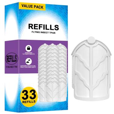 Imagem de Kuxinage Pacote com 33 refis de armadilha de insetos voadores compatíveis com Zevo Flying Insect Trap M364 M364A e Max, seguro para crianças e animais de estimação