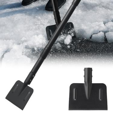 Imagem de Raspador de gelo resistente - cabo de metal de 3,8 cm de espessura com almofadas antiderrapantes para remoção de gelo na neve, raspador de chão com cabo de 170 cm de comprimento com lâmina de aço