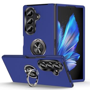 Imagem de Halokin Capa para Samsung Galaxy Z Fold 7, Z Fold 7, suporte de anel de metal embutido, capa protetora Ulra Slim Fit à prova de choque para Samsung Galaxy Fold7, azul
