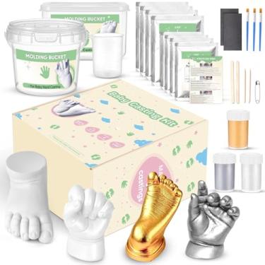 Imagem de Noosuna Kit de fundição de mãos e pés para bebês (pacote com 4), conjunto de presente de moldagem 3D, vários acessórios, kit de fundição de bebê para bebês de 0 a 9 meses de idade, chá de bebê