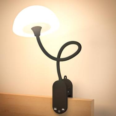 Imagem de Lâmpada de encaixe sem fio, lâmpada de mesa com controle de toque com modo ambiente RGB e 3000K – 6000 K, luz de leitura de livros regulável recarregável com braço flexível, braçadeira resistente na