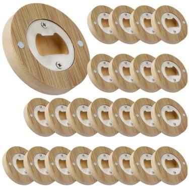 Imagem de Abridor de tampa de metal, abridores de garrafa redondos de madeira, armazenamento de geladeira, fácil de usar, ideal para casa e festas, 24 abridores de garrafas