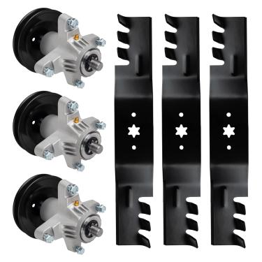 Imagem de CLSR2U Kit de reconstrução de deck de 137 cm, compatível com cortador de grama de giro zero MTD Cub Cadet ZT-54 Z6600 RZT L54 S54, inclui 3 eixos 618-05137, 3 lâminas 742-0677