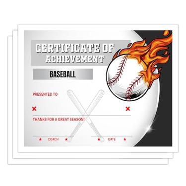 Imagem de Certificado de Realização de Beisebol, Papel de Prêmio de Esporte de Beisebol, Conjunto de 25 Diplomas de Apreciação, Certificados de Treinamento de Participação Graduação, Reconhecimento para Equipe