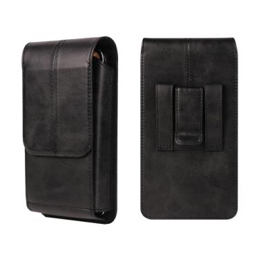 Imagem de Bolsa para celular com clipe de cinto café, coldre de couro para celular, estojo de transporte esportivo ao ar livre de 18,3 cm, pochete multifuncional com mosquetão para smartphone, bolsa de cinto