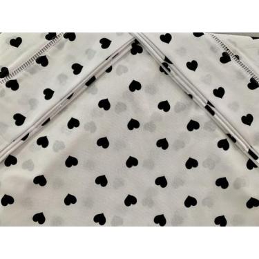 Imagem de Jogo de Lençol Casal Queen 3 Peças Coração Preto Roupa de Cama 100% Al