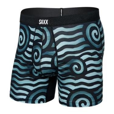 Imagem de SAXX Underwear Co. Cueca boxer masculina com bolsa Droptemp Cooling Mesh Fly, Rip Tide Stripe- Azul Nvy, P