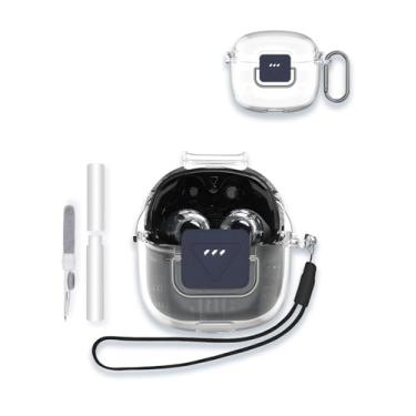 Imagem de Capa para JBL Tune Flex 2 - Fones de ouvido sem fio verdadeiros com cancelamento de ruído, capa protetora de TPU macio com design aprimorado, proteção contra quedas à prova de choque com chaveiro e