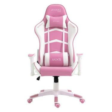 Imagem de Cadeira Gamer MX5 Giratoria Mymax, Branco e Rosa
