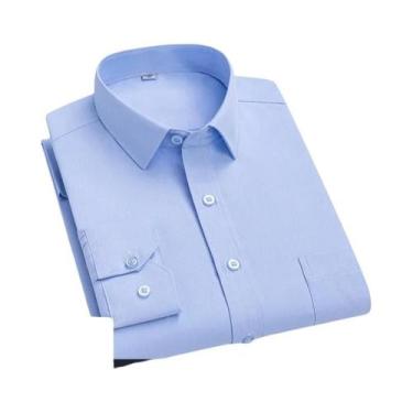 Imagem de Camisa Masculina de Negócios Listrada Branca - Manga Comprida 4XL - An