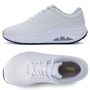 Imagem de GyeBea Sapatos femininos com bico largo, suporte de arco, tênis ortopédico para joanetes de fascite plantar, Branco, 10 Wide