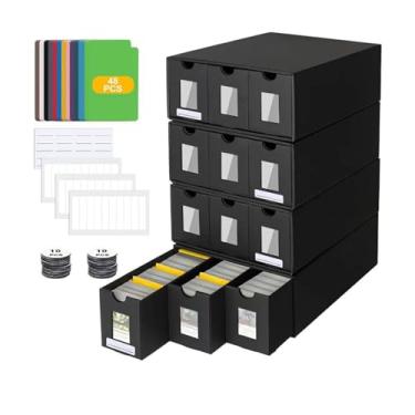 Imagem de Baerkian Caixa organizadora de papelão com tampa, design portátil e empilhável para colecionadores (31 x 23,5 x 11,4 cm)