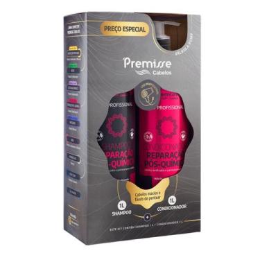 Imagem de Kit Shampoo e Condicionador Linha Profissional 1 Litro Premisse, Pós Q