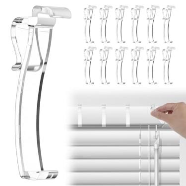 Imagem de Clipes de sanefa para persianas, 12 peças de persianas de plástico transparente com clipe oculto, clipes de sanefa, fácil instalação para persiana horizontal