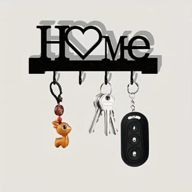 Imagem de Porta-chaves de parede para casa, sem necessidade de perfuração, gancho de ferro decorativo para chaves, casacos e chapéus, organizador de parede para decoração de casa
