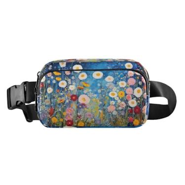 Imagem de CEBUGI Mini pochetes de caminhada para homens e mulheres, pochetes de flores modernas resistentes à água com cinto ajustável para treino, viagem, corrida