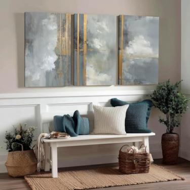 Imagem de Kit 3 Quadros Decorativos Canvas, Arte Para Quarto, Sala, Corredor, Abstrato, 60x90cm