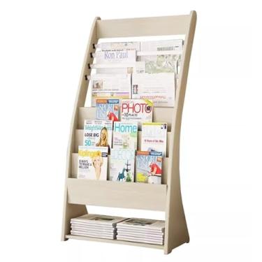 Imagem de LMJYU Suporte de revistas de madeira para jornais, escritório, porta-revistas, folheto, suporte de exibição de materiais promocionais, estante de livros, organizador de revistas