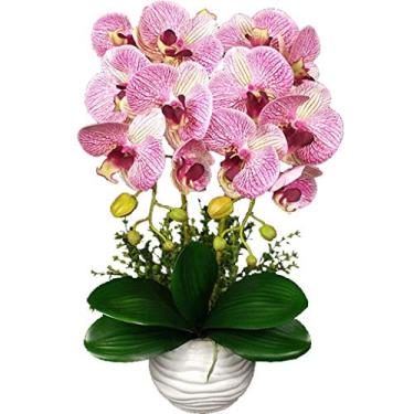 Imagem de LMJYU Flor Artificial em Vaso Flores Artificiais Phalaenopsis Orquídea Bonsai com Vaso de Cerâmica, Flor Falsa, Borboleta, Mariposa, Orquídea (Co Interessante
