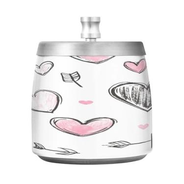 Imagem de Wassud Cinzeiro para cigarros, ambientes internos, externos, corações e flechas, cinzeiro com tampa, aço inoxidável, à prova de vento, inodoro, mesa de metal, cinzeiro, decoração de casa, escritório