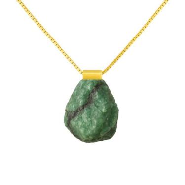 Imagem de Colar Deusa Esmeralda - Cristal Natural, Banho Ouro 18k