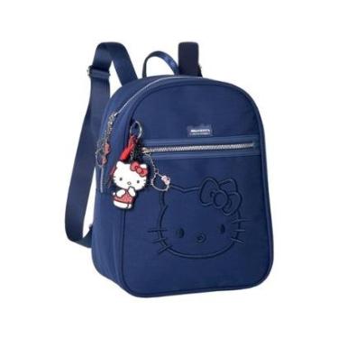 Imagem de Mochila Feminina Bordada Hello Kitty Bolsa Casual com Chaveiros-Feminino