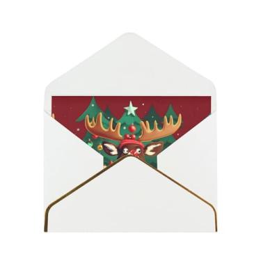 Imagem de SKKNT Cartões engraçados de Natal com estampa de alce para todas as ocasiões, convites de festa de aniversário de casamento, 12,7 x 15,2 cm