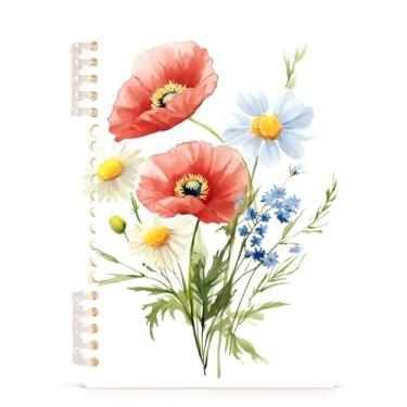 Imagem de Burbuja Caderno de buquê floral, papel pautado universitário A5 com 60 folhas, fichário para escritório, 1 pacote