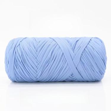 Imagem de Fio de tecido elástico extra largo de 2 cm, novelo jumbo para tricô, ultramacio e elástico para fazer chinelos e sacolas de casa (azul)