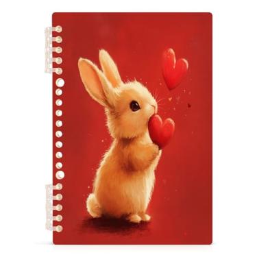 Imagem de Burbuja Caderno Bunny Love, papel pautado universitário A5 com 60 folhas, fichário para escritório, 1 pacote