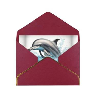 Imagem de SKKNT Ocean Dolphin Looking at You Imprimir cartões comemorativos para todas as ocasiões, convites de festa de aniversário de casamento, 12,7 x 15,2 cm