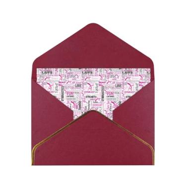 Imagem de SKKNT Cartões de felicitações com estampa vermelha de ginástica para todas as ocasiões, convites de festa de aniversário de casamento, 12,7 x 15,2 cm