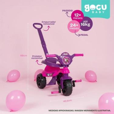 Imagem de Triciclo Velotrol com Empurrador Haste Removível  Passeio Bebê Infanti