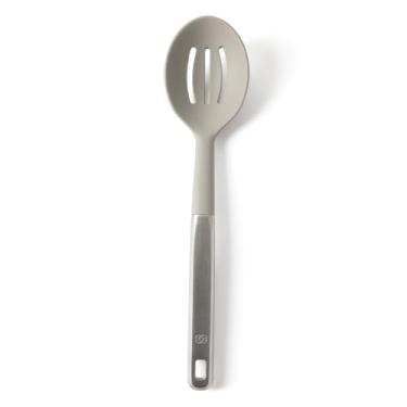 Imagem de Calphalon Colher/escumadeira de aço inoxidável Prime com cabeça de silicone marrom