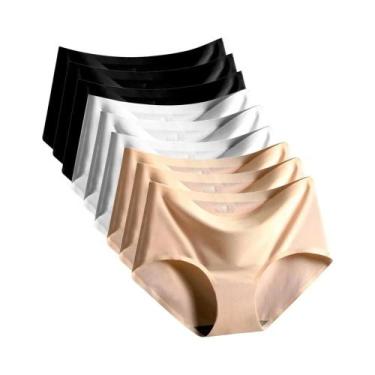 Imagem de Calcinhas De Seda Gelada Sem Costura Tamanho Grande 9 Peças Para Mulhe