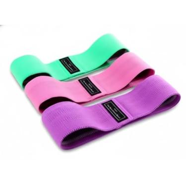Imagem de Kit de Faixas Elásticas para Exercícios, 3 Intensidades, Verde Menta, Rosa e Roxo, para Musculação, Pilates, Fisioterapia e Treino Funcional em Casa.