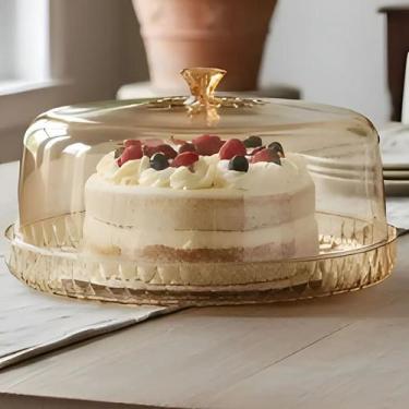 Imagem de Boleira Tampa Plasútil Prato Porta Bolo Torta Borda Alta Citrino