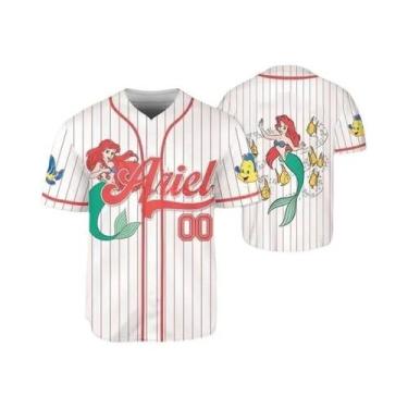 Imagem de Camisa De Beisebol Preta Com Estampa Da Princesa Aladdin Para Crianças