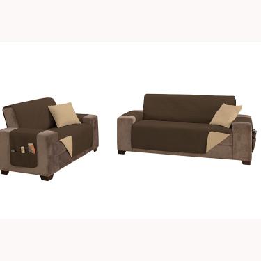 Imagem de Protetor de Sofá King 2 e 3 Lugares Classic 100% Poliéster - Marrom