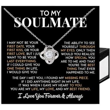 Imagem de SUTERY Colar romântico para alma gêmea, presente de joia para mulheres, To My Beautiful, presente de aniversário de esposa do marido, presente de namorada do namorado, presente de aniversário, Aço