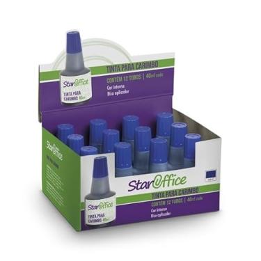Imagem de Staroffice - Tinta para Carimbo Azul 40ml | Resistente à água e à luz | Ideal para carimbos automáticos/manuais, impressões nítidas e duradouras